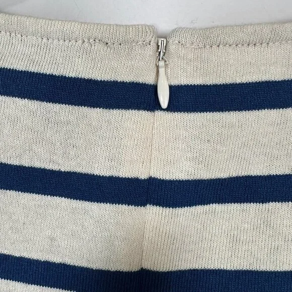 SEA NY Striped Eyelet Long Sleeve Shift Dress Women L Stretch Cotton Scoop Neck - Picture 7 of 8